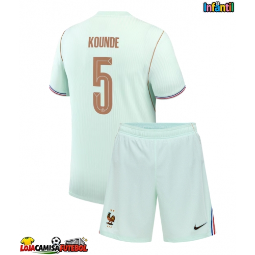 Camisa de Futebol França Jules Kounde #5 Equipamento Secundário Infantil Mundo 2026 Manga Curta (+ Calças curtas)